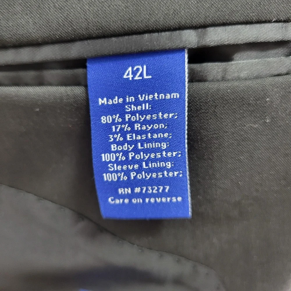APT.9 Men's Sport Coat Blazer Two Button Black Poly Blend Premier Flex‎ 42L SLIM